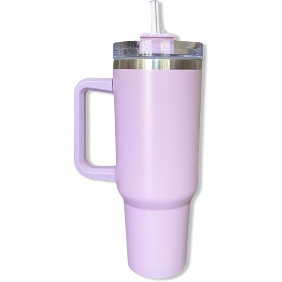 40oz Stainless Steel Tumbler –Insulated Double Wall w/ Handle, Straw & Twist Lid - Picture 6 of 16